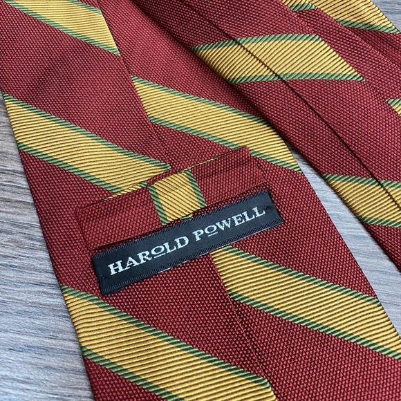 Harold Powell Rust, Gold & Green Stripe Tie - Picture 3 of 4